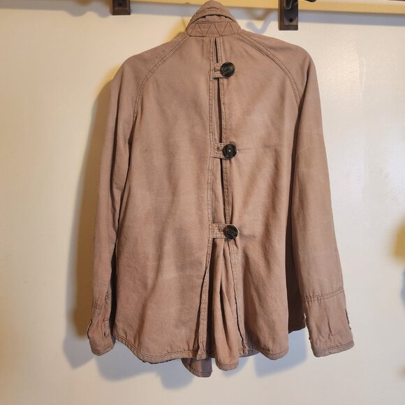 Anthropology Free People Khaki Double Breasted Asymmetrical Zipper Jacket - Picture 2 of 7